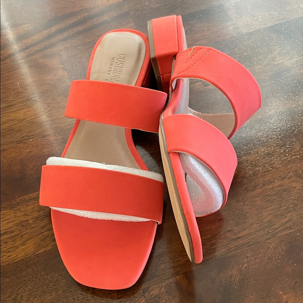 CUSHIONAIRE Nolita Two-Band Slide Sandal, Women’s 7.5, Orange